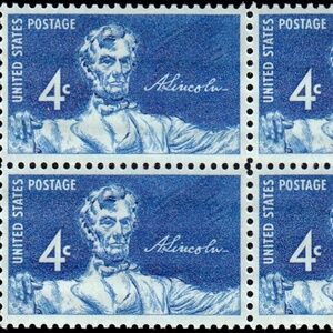 1959 4¢ Blue Statue of Lincoln, VG/F, MNH, OG, Block of  4  stamps #205066770788